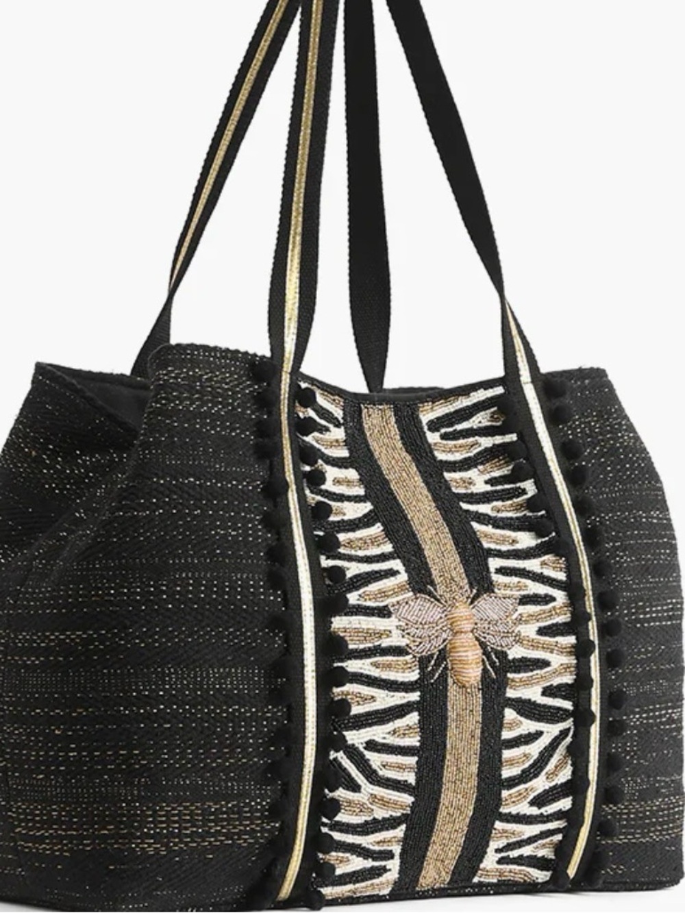 America & Beyond Hand beaded Black Tote - Picture 4 of 7
